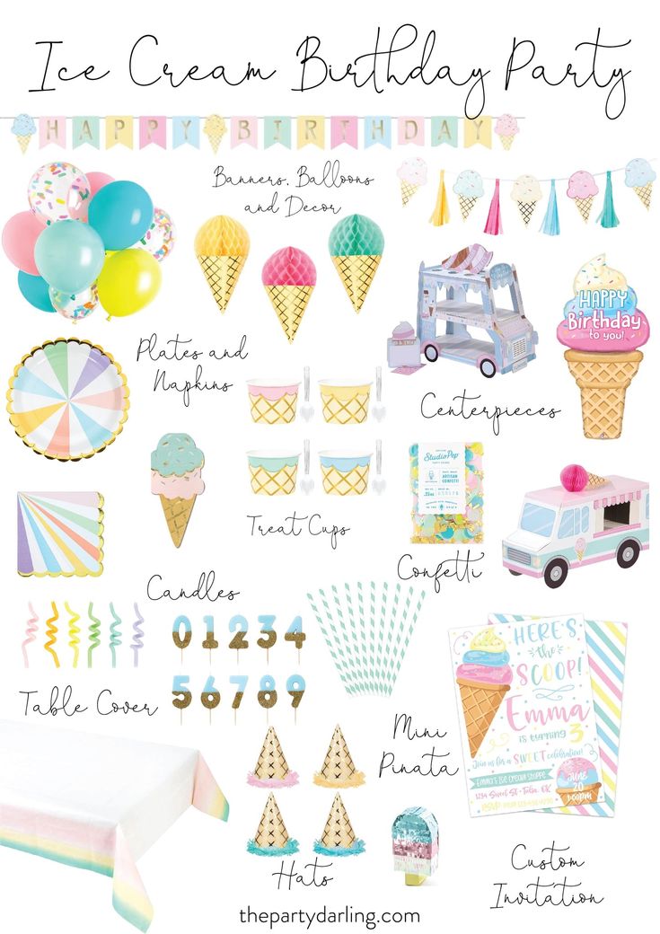 an ice cream birthday party with lots of decorations