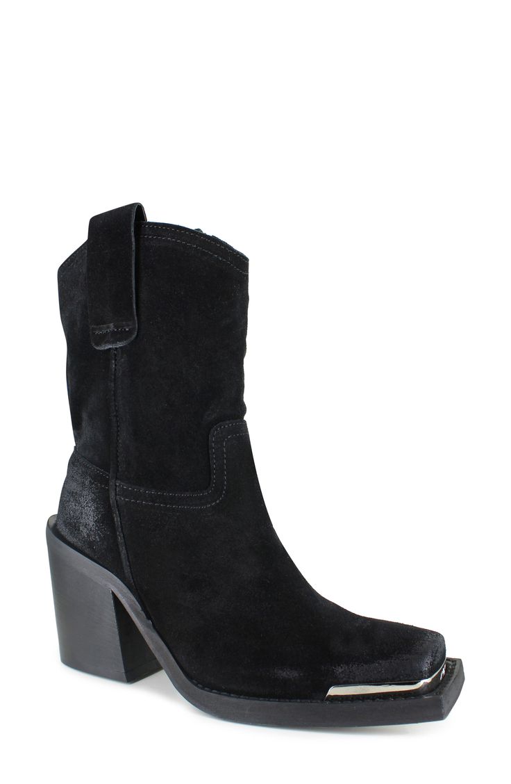 A pronounced square toe and chunky block heel add to the bold style of this Western boot done in supple suede. 3 1/2" heel; 1" platform 6 1/2" shaft Pull-on style Leather upper, lining and sole Made in Italy Suede Boots With Stacked Heel And Square Toe, Trendy Suede Boots With Block Heel, Suede Mid-calf High Heel Boots, Suede Heeled Boots With Square Toe, Suede Pointed Toe Platform Boots, Suede Platform Boots With Pointed Toe, Fall Suede High Heel Wedge Boots, Square Toe Suede Heeled Boots, Suede Heeled Boots With Stacked Heel