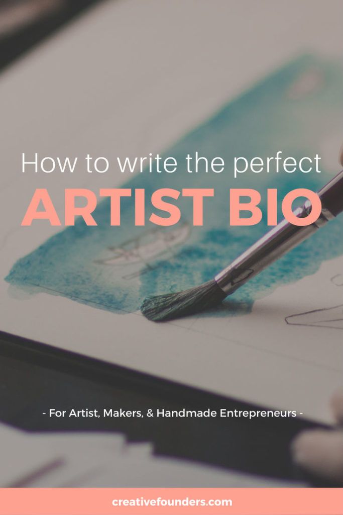 someone writing on paper with the words how to write the perfect artist bio