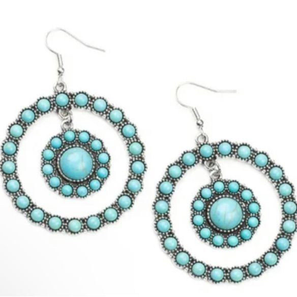 Beautiful Earrings From Paparazzi Jewelry. All Jewelry Are Lead And Nickel Free. Nickel Free Blue Beaded Earrings For Summer, Blue Metal Jewelry, Turquoise Round Earrings For Summer, Trendy Blue Dangle Jewelry, Trendy Blue Beaded Earrings For Summer, Trendy Blue Dangle Earrings, Elegant Blue Hoop Earrings For Summer, Blue Metal Earrings For Summer, Trendy Blue Beaded Earrings