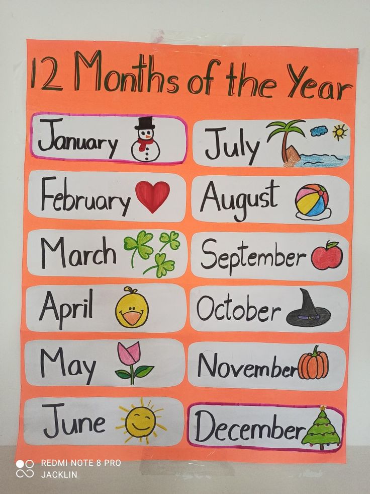 a poster with months of the year written on it