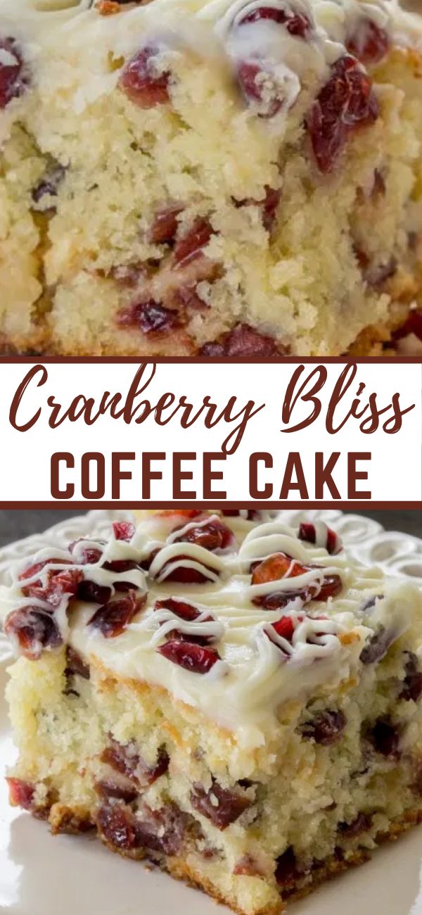 cranberry bliss coffee cake on a white plate