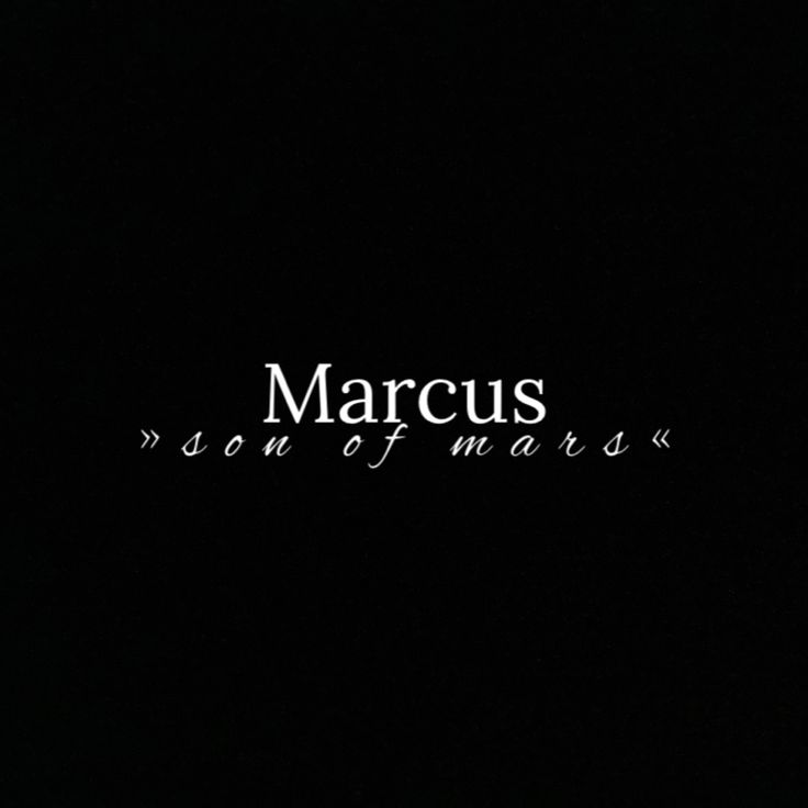 the word marcus written in white on a black background