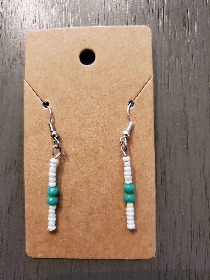 Custom Beaded Earrings - Teal Blue, White beads All Earrings are Nickel & Lead Free. White Beads With Ear Wire For Jewelry Making, Adjustable White Beaded Earrings, Casual White Beaded Earrings, White Round Bead Earrings For Beach, Blue Blanc, May 2023, White Beads, Teal Blue, Beaded Earrings