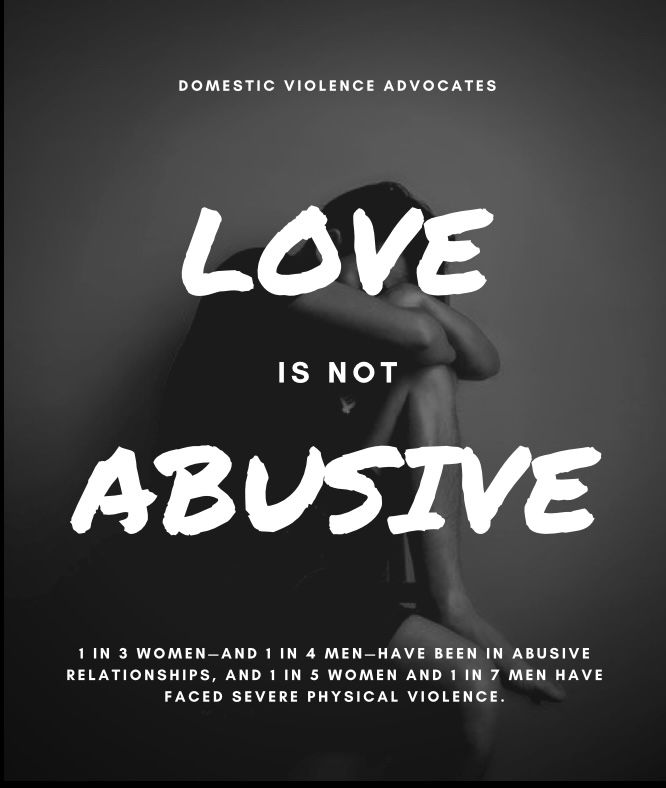 a poster with the words love is not abusive in white lettering on a black background