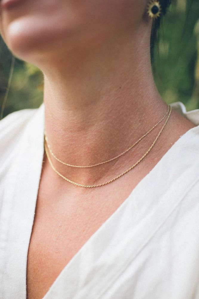 Dainty 18K Gold Fill Rope Chain – Honeydove Vintage Minimalist Rope Chain Link Jewelry, Minimalist 14k Gold Double Chain Necklace, Minimalist Yellow Gold Rope Chain Jewelry, Dainty Everyday Rope Chain Jewelry, Simple 14k Gold Cable Chain Necklace, Elegant 14k Gold Rope Chain Necklace For Formal Occasions, Gold Rope Chain Necklace With Figaro Style, Minimalist Gold Plated Rope Chain Necklace, Dainty Gold Jewelry With Rope Chain