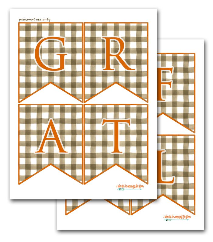 an orange and white gingham banner with the letters g, t, c