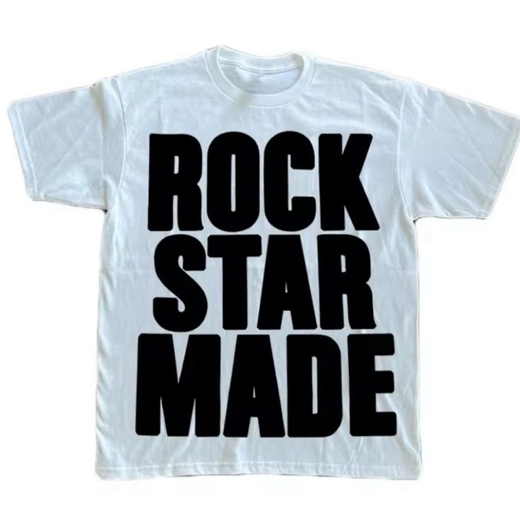 Rockstar Made T-Shirt Big Print Fast Shipping $30 Lowest I Can Do Custom Deadstock Hit Me With Questions Summer Rock T-shirt With Band Logo, Rock Style Crew Neck T-shirt For Streetwear, Rock And Roll Style T-shirt For Summer Streetwear, Rock And Roll T-shirt With Text Print, Rock Style Cotton T-shirt With Logo Print, White Graphic Rock And Roll T-shirt, Rock Style T-shirt With Letter Print And Short Sleeves, White Cotton Rock And Roll T-shirt, White Cotton T-shirt Rock And Roll Style