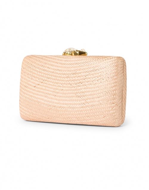 Update any look with Kayu's chic woven straw clutch. This style has been made larger to fit all of your essentials. The closure is adorned with chic white stones and gold hardware for a delicate and stylish accent. This charming, light pink clutch can be styled with anything from a classic LBD to a simple shift for a perfectly polished look. For more new styles, visit our Summer 2023 Catalog. Elegant Rectangular Straw Bag For Spring, Elegant Beige Straw Bag With Gold-tone Hardware, Chic Gold Straw Bag, Luxury Woven Straw Evening Bag, Luxury Beige Straw Bag For Evening, Elegant Natural Straw Bag With Gold-tone Hardware, Elegant Gold Straw Bag With Gold-tone Hardware, Luxury Spring Rectangular Clutch, Elegant Rectangular Evening Bag For Spring