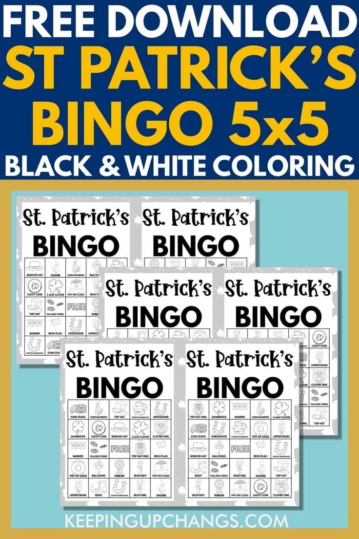 free printable st patrick's bingo and white coloring pages