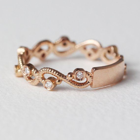 Diamond Band Diamond Ring Diamond Unique Shape 14K Solid | Etsy Elegant Rose Gold Rings With Decorative Band, Heirloom Rose Gold Stackable Diamond Ring, Heirloom Stackable Rose Gold Diamond Ring, 14k Rose Gold Stackable Wedding Rings, 14k Rose Gold Stackable Rings For Wedding, Wedding 14k Rose Gold Stackable Rings, Rose Gold Rings With Decorative Band For Wedding, Rose Gold 14k Stackable Wedding Rings, Wedding Stackable 14k Rose Gold Rings