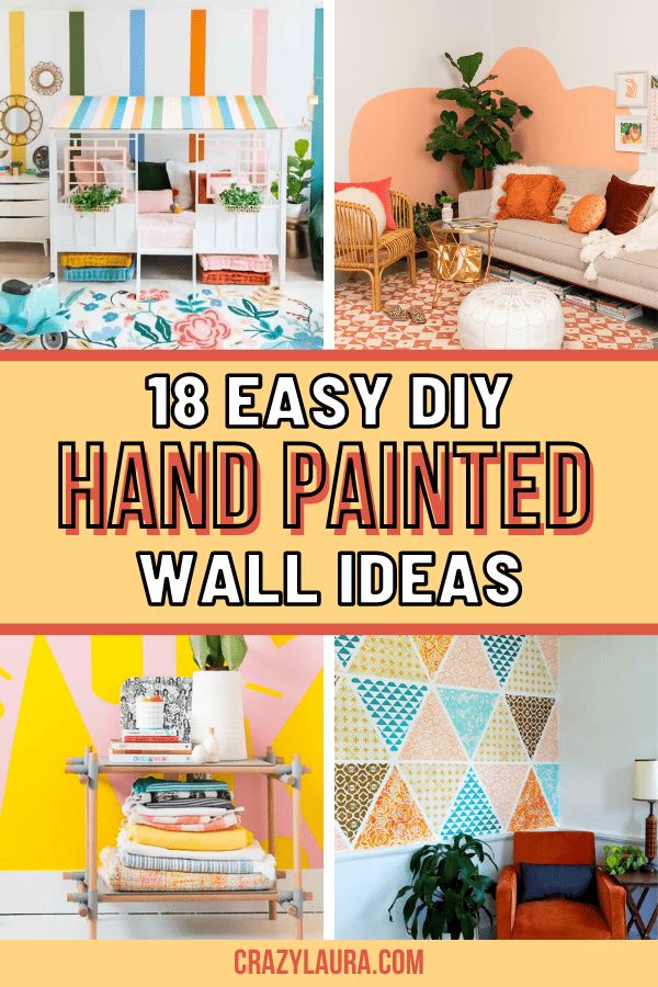 These DIY hand painted walls won't just add character to your wall but are also a great way to be creative during your free time. #DIY #InteriorDesign #HomeDecor Wall Paint Alternatives, Diy Painted Mural Ideas, Easy Patterns To Paint On Walls, Wall Painting Ideas Easy Simple, Hand Painted Wallpaper Ideas, Geometric Accent Wall Nursery, Diy Kids Wall Mural, Wall Color Blocking Paint Ideas, Wall Wrap Design