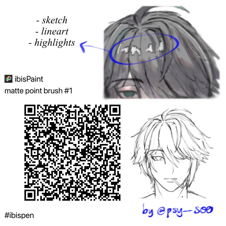 an anime character with long hair and blue eyes is shown next to a qr code