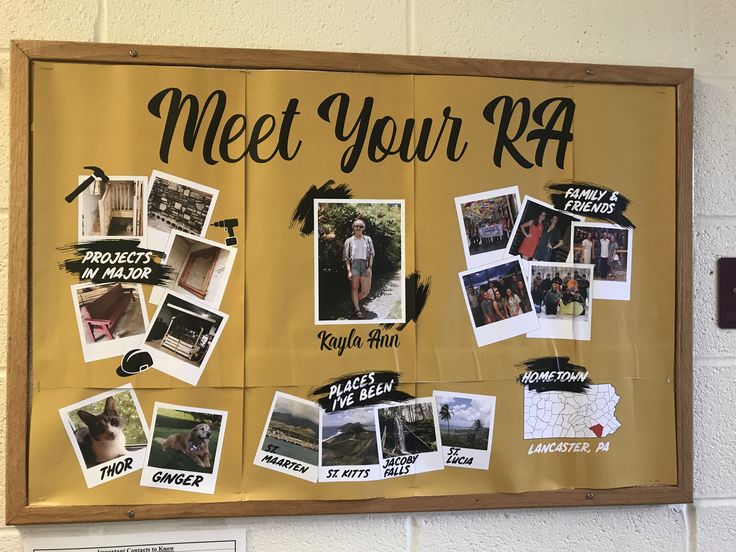 a bulletin board with pictures on it that says meet your r & b in black and white