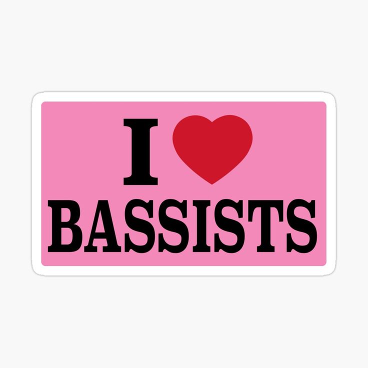 i love bassists sticker with the word bassets in black on a pink background