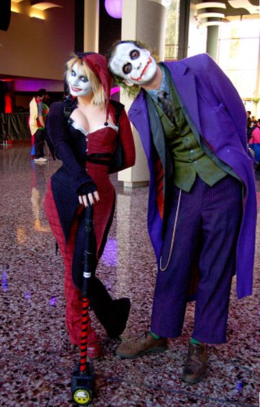 two people dressed up as the joker and person