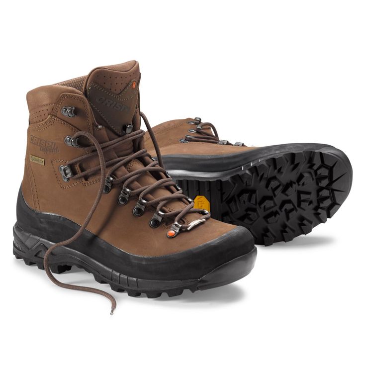 Brown Protective Hiking Boots, Moc Toe Waterproof Boots For Hiking, Waterproof Round Toe Hunting Boots, Protective Leather Boots For Adventure, Ankle Hiking Boots With Reinforced Heel For Outdoor Work, Waterproof Adventure Boots With Reinforced Heel And Round Toe, Hunting Hiking Boots With Steel Toe, Outdoor Ankle Boots With Vibram Sole, Steel Toe Hiking Boots For Hunting