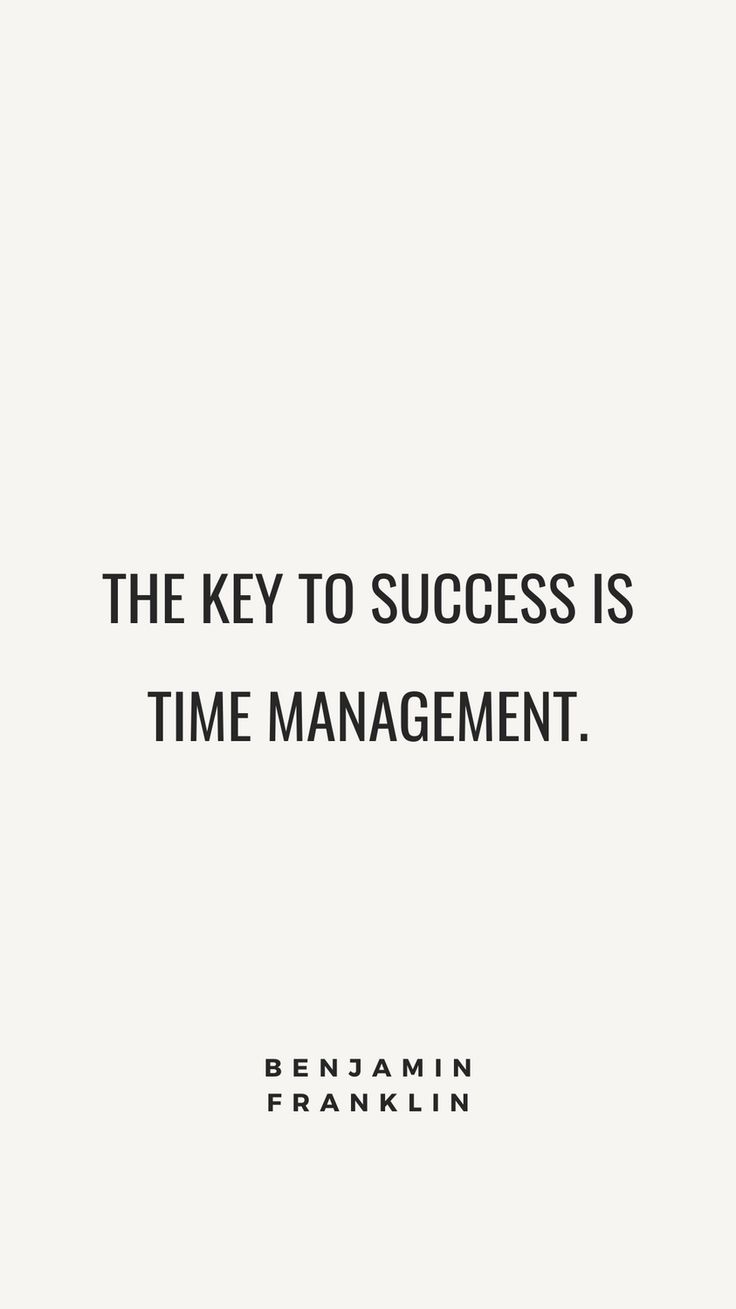 the key to success is time management - genjam franklinin quote on white background