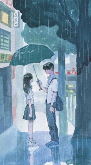 two people standing under an umbrella in the rain