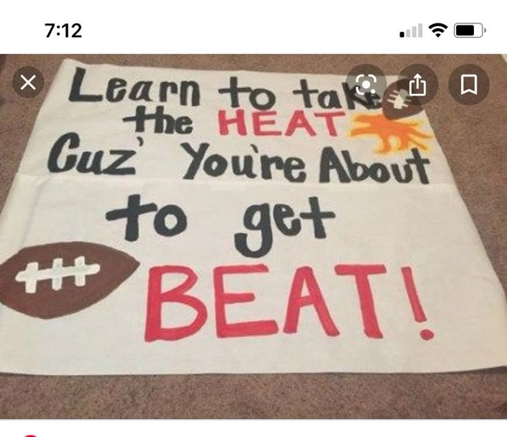 a sign that says learn to talk the heat quiz you're about to get beat