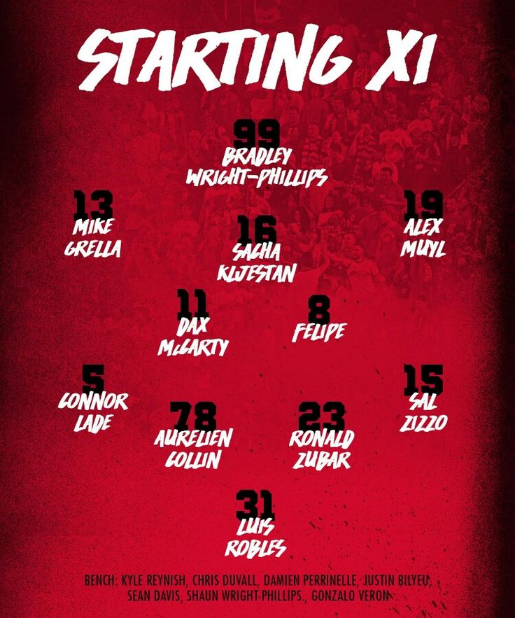 the poster for starting xi is shown in red and black, with numbers on it