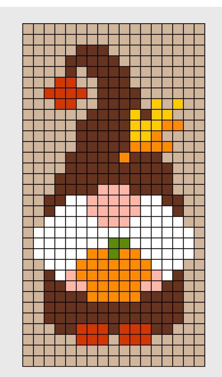 a cross - stitch pattern with a duck in the shape of an orange, brown and white bird