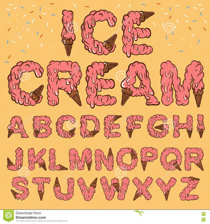 an ice cream alphabet with sprinkles and letters