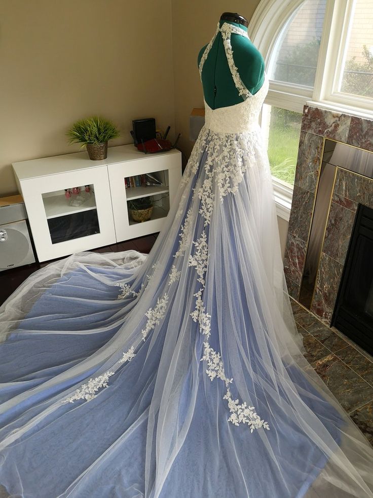 a dress on display in front of a window