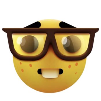 a yellow emoticon with glasses on it's face