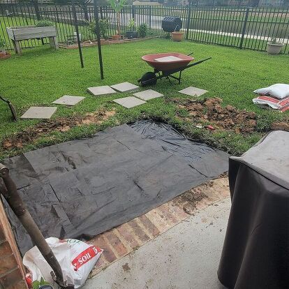 the backyard is clean and ready to be used as a bbq grilling area