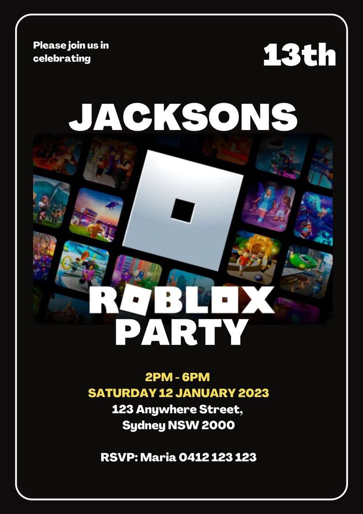 a flyer for a roblox party