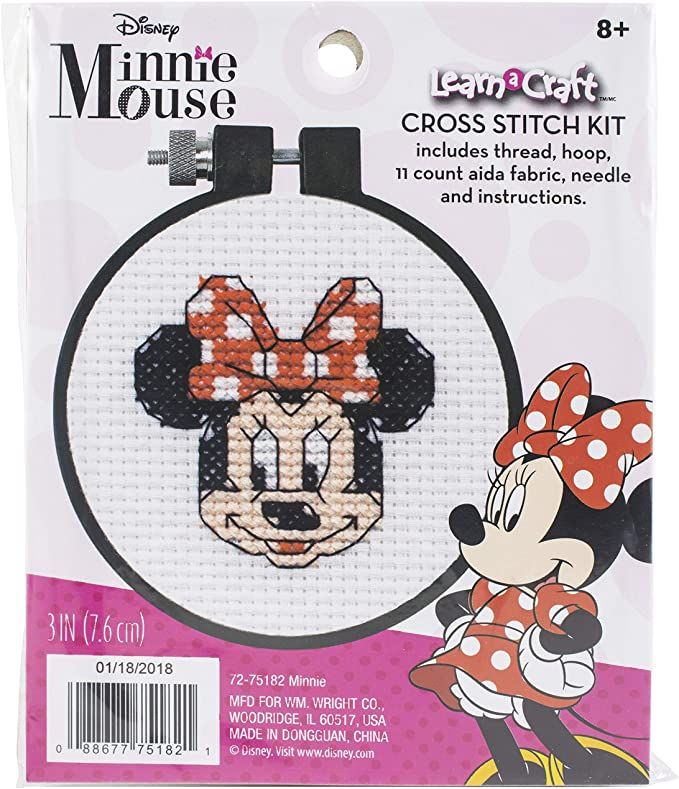 the minnie mouse cross stitch kit has been designed to look like it is ready for use