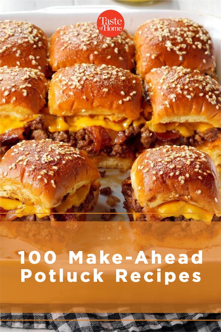 there are several cheeseburgers on the plate with text overlay that reads, 38 make - ahead appetizer recipes to always have on hand