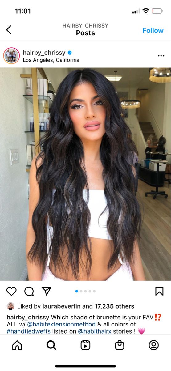 Brown Hair Tones, Dark Brown Hair Extensions, Dark Brunette Hair, Jet Black Hair, Long Hair Extensions, Balayage Hair Dark, Black Hair With Highlights, Long Dark Hair, Long Brown Hair