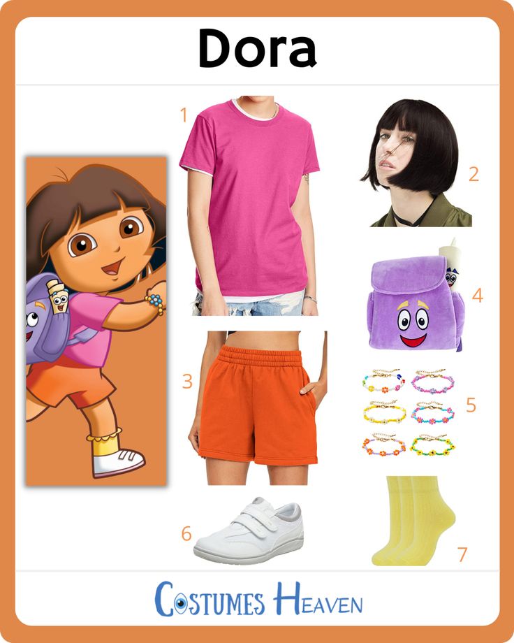 With the Dora costume, you will be ready to embark on an epic journey and take on quests all over the world. #dora #doratheexplorer #doracostume #cosplay #halloweencostume #costumesheaven #costumeguide #costume #cosplayguide Dora The Explorer Costume Women, Cartoon Characters Costume, Dora The Explorer Costume, Dora Costume, Dora Backpack, Dora Outfits, Book Characters Dress Up, Cartoon Fancy Dress, Cartoon Halloween Costumes