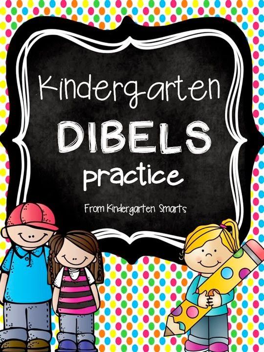 a sign that says, kindergarten dibels practice