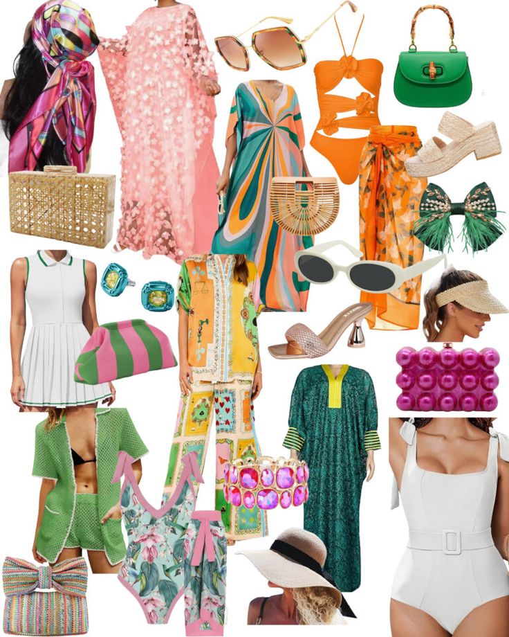 clothes for Palm Beach Palm Springs Themed Party Outfit, Retro Beach Party Decorations, Beach Outfit Colorful, Retro Resort Fashion, Palm Springs Chic Outfits, Palm Royale Party Outfit, Palm Beach Chic Outfit, Retro Palm Springs Fashion, Palm Beach Aesthetic Outfits