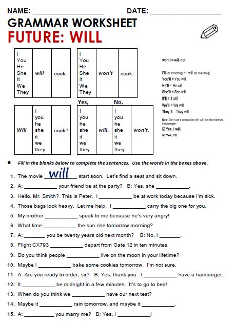 a printable worksheet for the future will