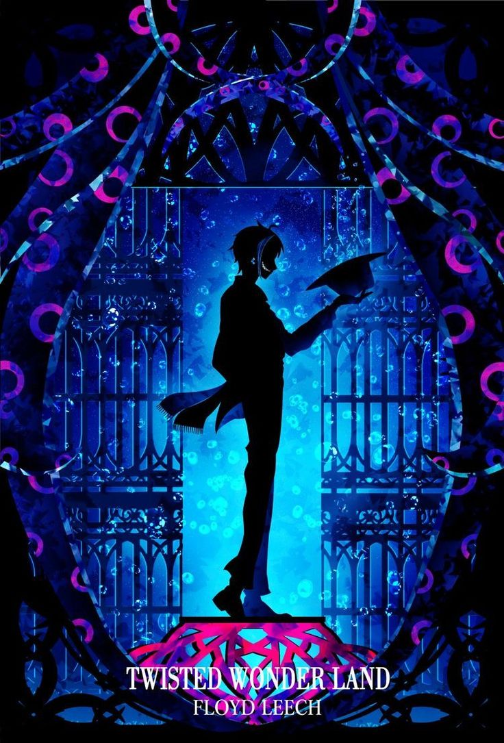 the poster for twisted wonder land featuring a man standing in front of an ornate gate