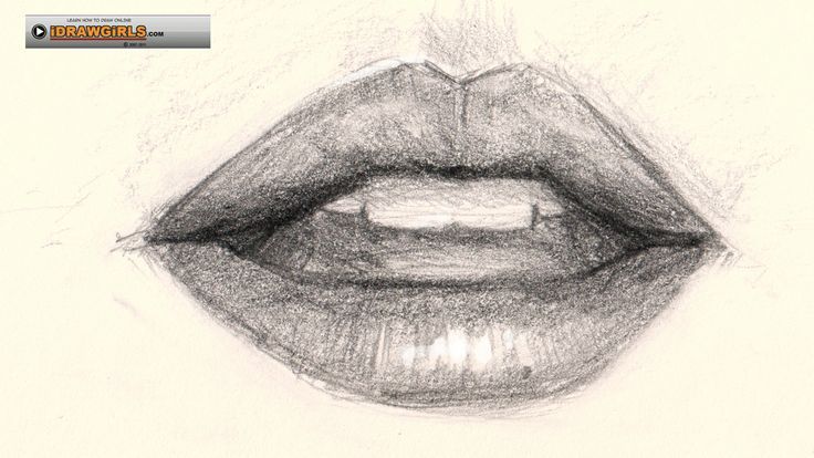 a pencil drawing of a woman's lips