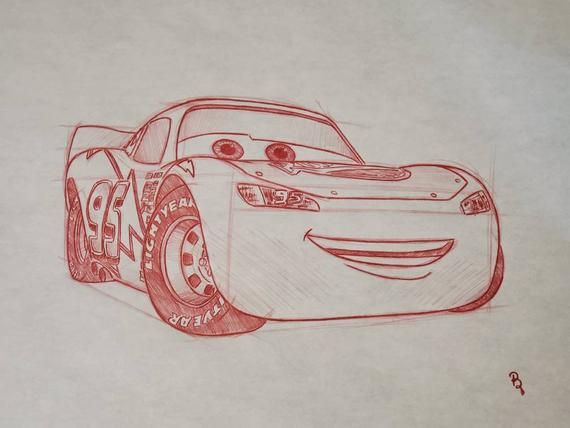 a drawing of a cartoon character from the disney pixar movie cars is shown