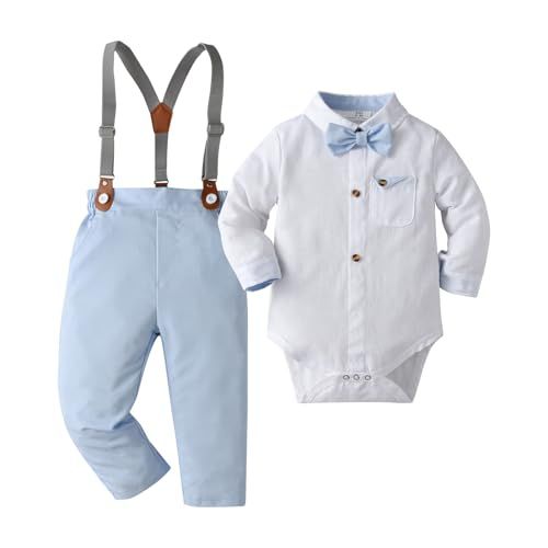 Boarnseorl Baby Boys Gentleman Outfits Pants Sets, Infant Long Sleeve Shirt + Pants + Bow Tie + Suspenders Gentleman Outfit, Baby Boy Pants, Bowtie And Suspenders, Shirt And Pants, Pants Outfit, Suspenders, Bow Tie, Long Sleeve Shirt