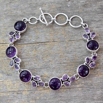 Spread Happiness! Purple And Silver Nails, Silver Link Bracelet, Purple Tones, Purple Bracelet, Amethyst Jewelry, Silver Work, Amethyst Bracelet, Amethyst Earrings, Lovely Jewellery