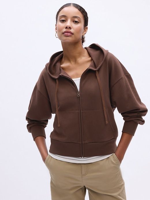 Brown Long Sleeve Sweats For Fall, Comfortable Hoodie With Kangaroo Pocket For Fall, Comfortable Fall Hoodie With Kangaroo Pocket, Cozy Fit Sweats With Kangaroo Pocket For Fall, Comfortable Sweatshirt With Pockets For Fall, Comfortable Fall Sweatshirt With Pockets, Brown Sweatshirt With Ribbed Cuffs For Spring, Comfortable Hooded Jacket With Ribbed Cuffs For Fall, Spring Brown Sweatshirt With Ribbed Cuffs