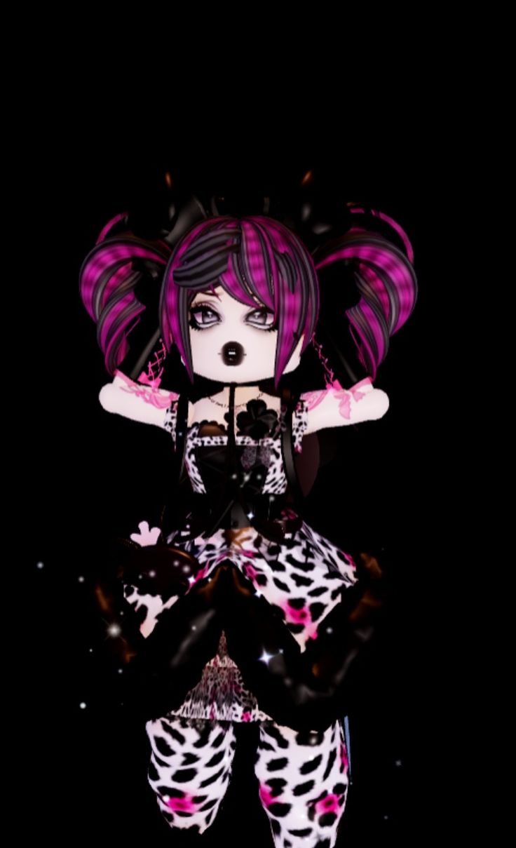 a girl with pink hair and black makeup is standing in front of a dark background