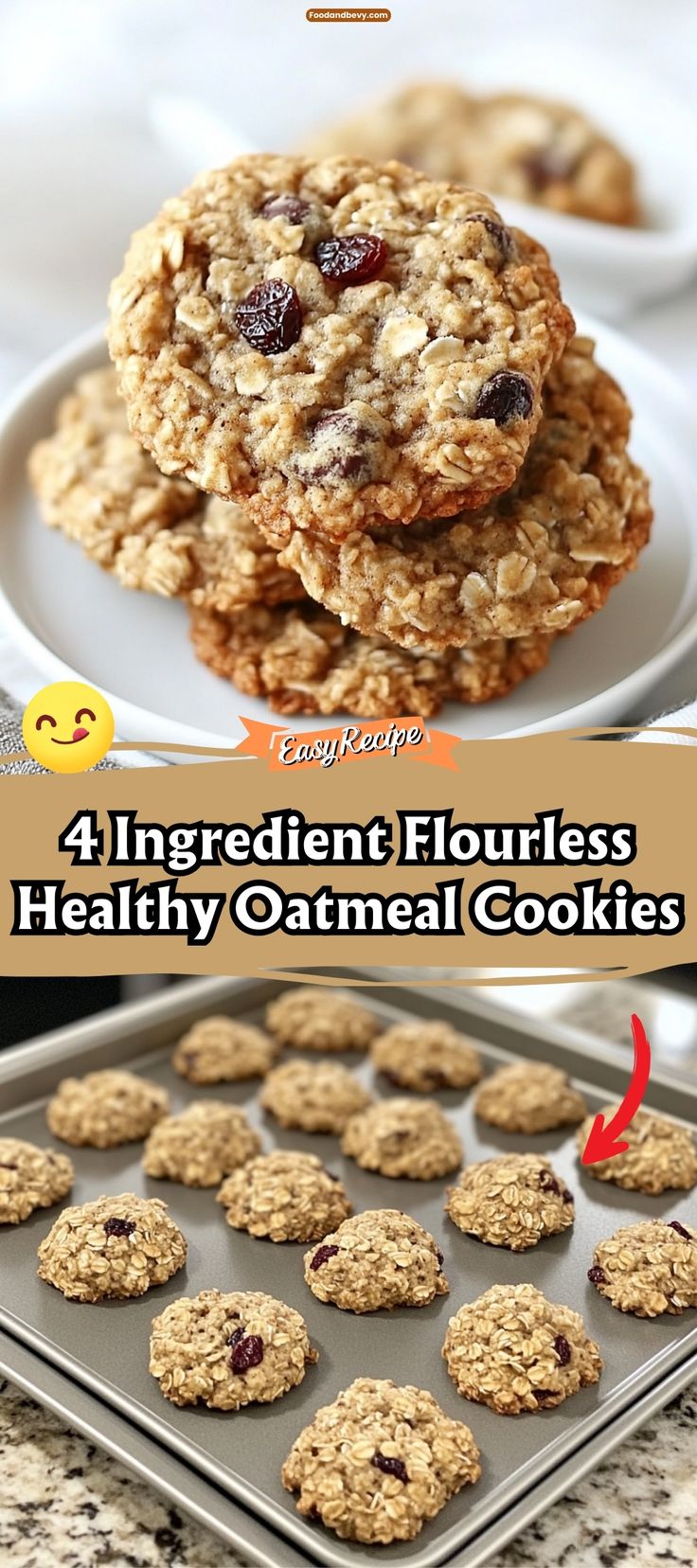 Indulge in the simple goodness of 4 Ingredient Flourless Healthy Oatmeal Cookies. With just bananas, oats, peanut butter, and chocolate chips, these cookies are not only easy to make but also naturally sweet and chewy. Enjoy a guilt-free treat that satisfies your sweet tooth and your health goals. #HealthyCookies #OatmealCookies #FlourlessBaking Health Sweets Desserts, Simple Banana Oatmeal Cookies, Flourless Snickerdoodle Cookies, Quick Oat Dessert, Flourless Oatmeal Peanut Butter Cookies, Health Chocolate Chip Cookies, Baked Oat Cookies, Chocolate Oat Cookies Healthy, Oats And Banana Cookies