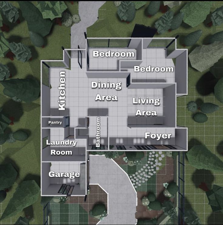 an aerial view of a house with lots of rooms and bathrooms on the first floor