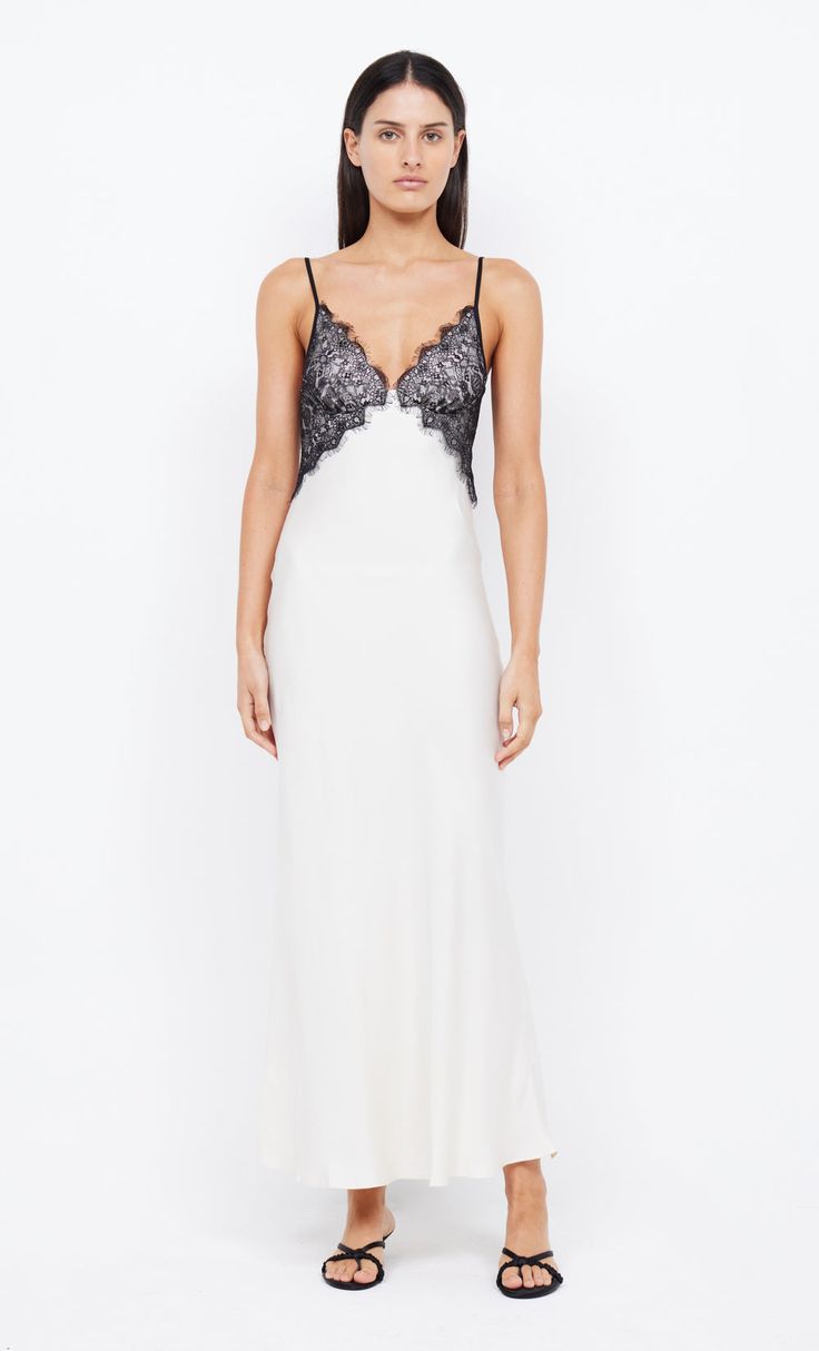 The BEC + BRIDGE Emery Lace Maxi Dress in Ivory/Black. Flat express shipping and pay later options available. Shop now! Cowl Drape Dress, Bias Cut Dress, Drape Dress, Bridal Shower Dress, Cut Dress, Prom Dress Shopping, Lace Maxi, Brides And Bridesmaids, Lace Maxi Dress