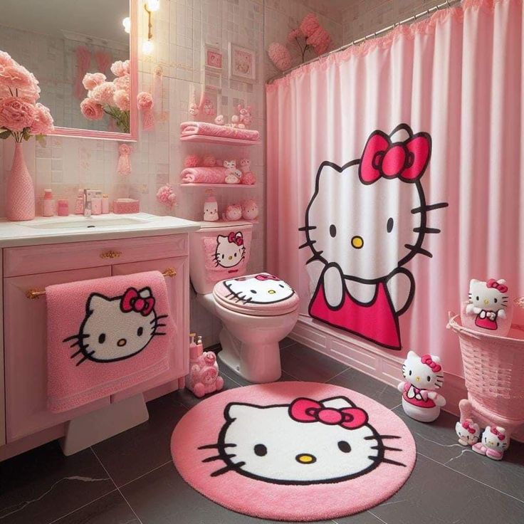 Hello Kitty And Cinnamoroll, Hello Kitty Flowers, Hello Kitty Furniture, Bouquet Cute, Hello Kitty Bathroom, Hello Kitty Room Decor, Hello Kitty Bedroom, Hello Kitty Kitchen, Girl Apartment Decor