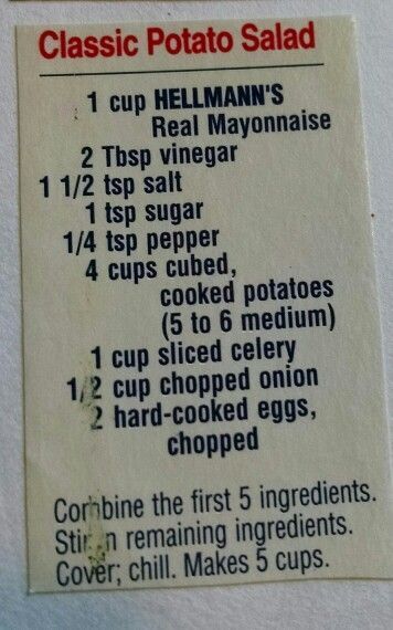 the instructions for how to make classic potato salad